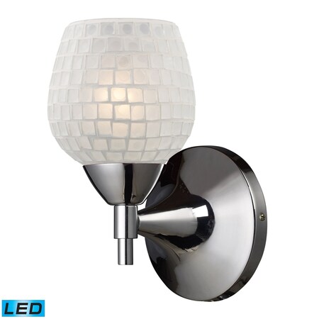 Elk Lighting Celina 1-Lght Wall Lmp in Chrome with Wht Glass - Includes LED Bulb 10150/1PC-WHT-LED